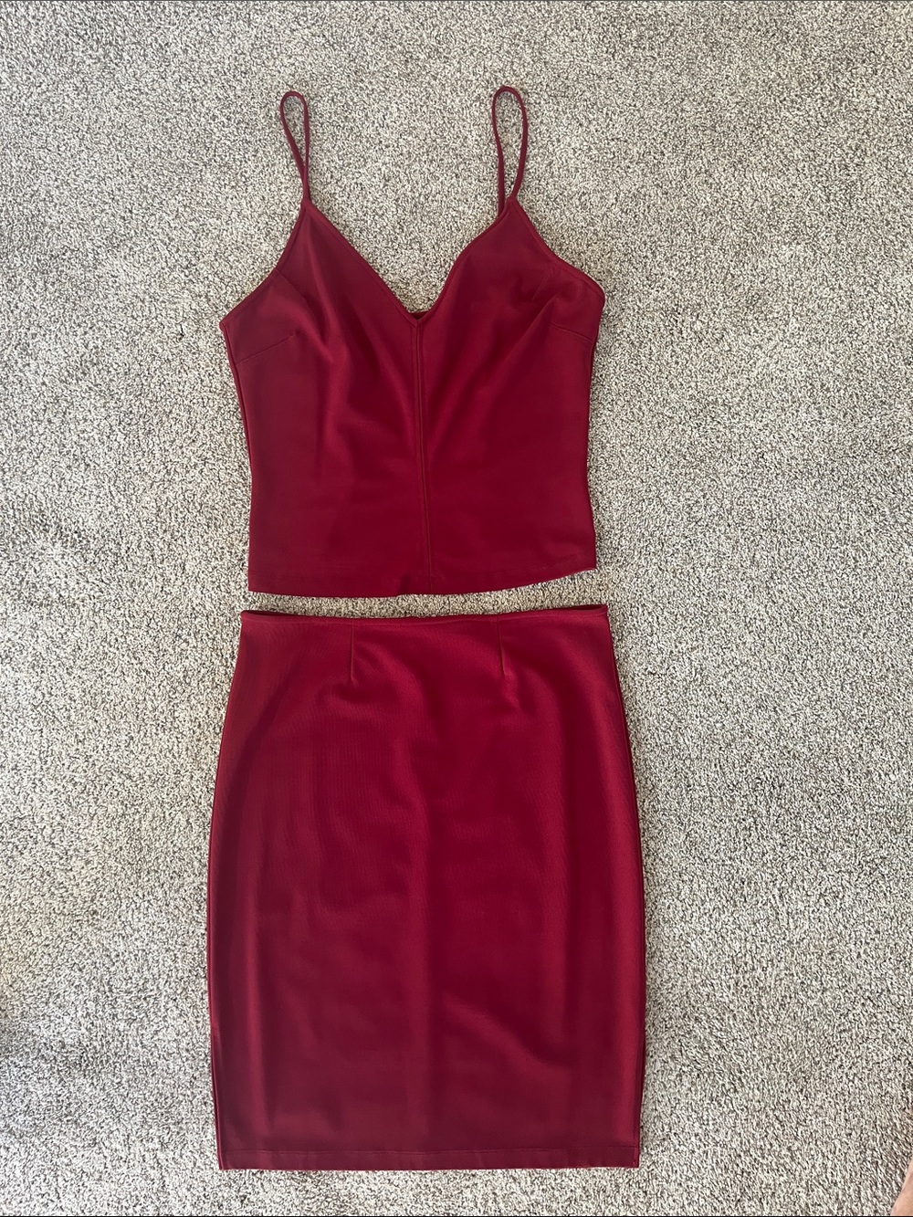 Moda International Wine Red Pencil Skirt andCami Set
